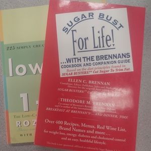 Bundle of two low-carb, low-sugar cookbooks.  Sugar Bust for life and Low Carb